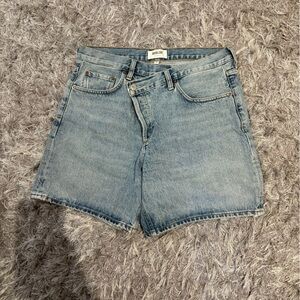 AGOLDE criss cross denim shorts